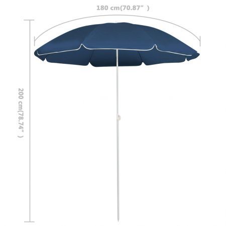 Outdoor Parasol with Steel Pole Blue 180 cm