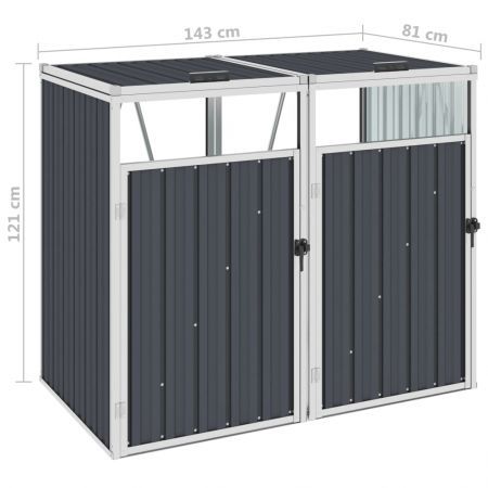 Double Garbage Bin Shed Anthracite 143x81x121 cm Steel