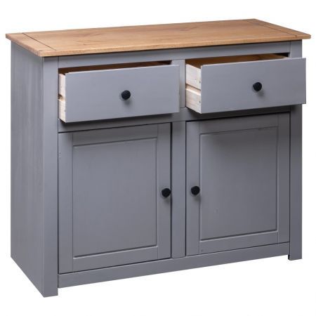 Sideboard Grey 93x40x80 cm Solid Pinewood Panama Range