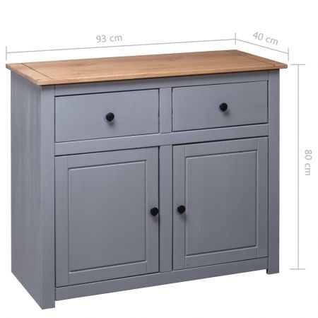 Sideboard Grey 93x40x80 cm Solid Pinewood Panama Range