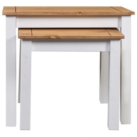 Nesting Tables 2 pcs White Solid Pine Wood Panama Range