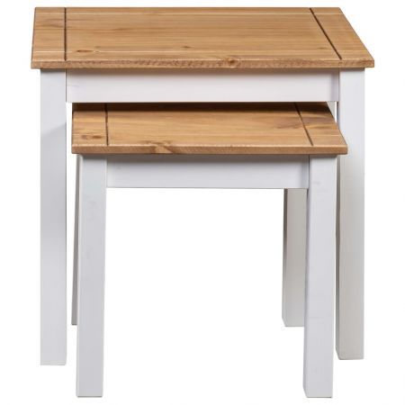 Nesting Tables 2 pcs White Solid Pine Wood Panama Range