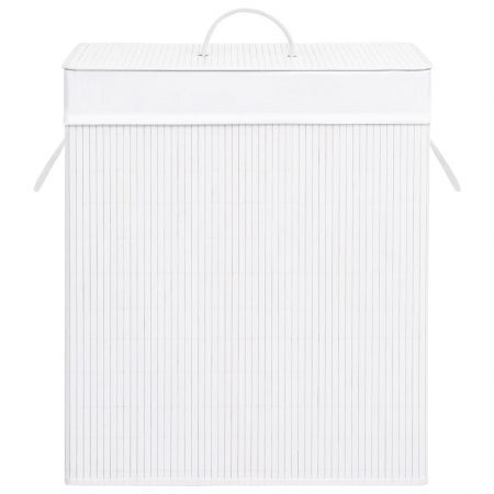 Bamboo Laundry Basket with Single Section White 83 L