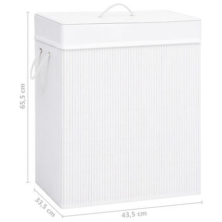 Bamboo Laundry Basket with Single Section White 83 L