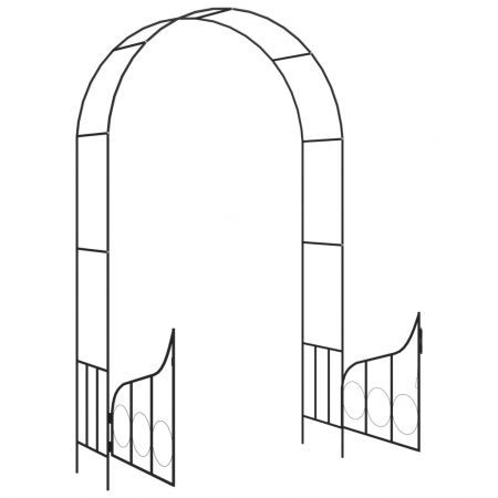 Garden Arch with Gate Black 138x40x238 cm Iron