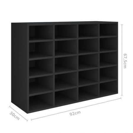 Shoe Rack Engineered Wood 92x30x67.5 cm Black