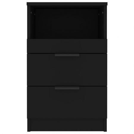 Bedside Cabinet Black Engineered Wood