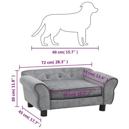 Dog Sofa Grey 72x45x30 cm Plush