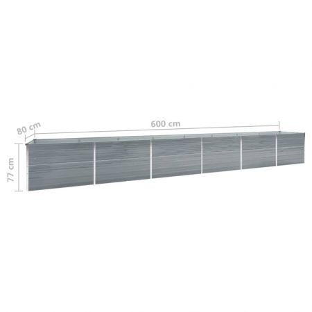 Garden Raised Bed Galvanised Steel 600x80x77 cm Grey