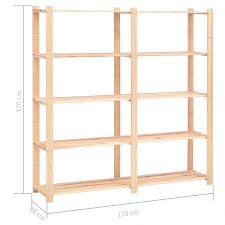 5-Tier Storage Rack 170x38x170 cm Solid Wood Pine 500 kg