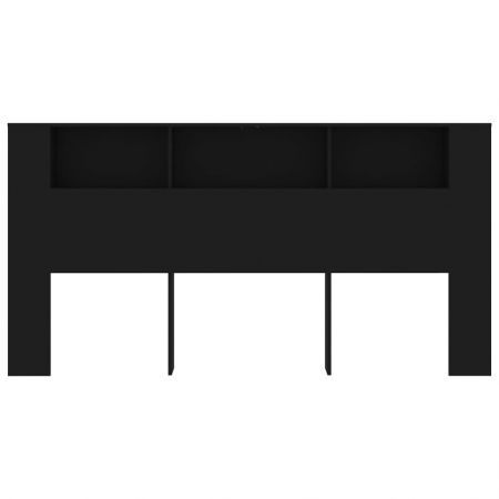 Headboard Cabinet Black 200x18.5x104.5 cm