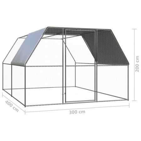 Outdoor Chicken Cage 3x4x2 m Galvanised Steel