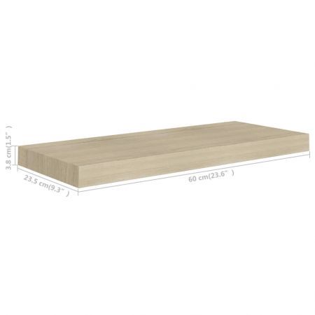 Floating Wall Shelves 2 pcs Oak 60x23.5x3.8 cm MDF