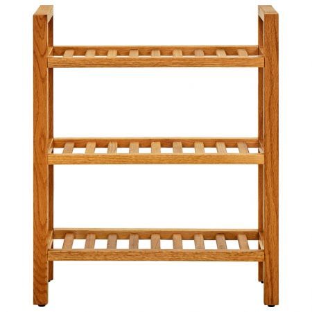 Shoe Rack with 3 Shelves 50x27x60 cm Solid Oak Wood