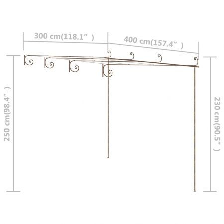 Garden Pergola Antique Brown 4x3x2.5 m Iron