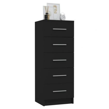 Tall Drawer Chest Black 41x35x106 cm Engineered Wood