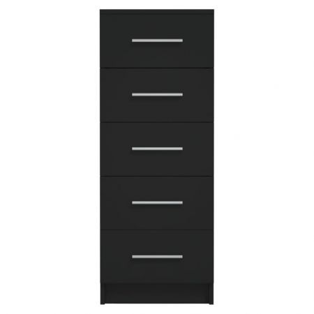 Tall Drawer Chest Black 41x35x106 cm Engineered Wood