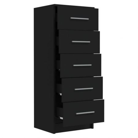 Tall Drawer Chest Black 41x35x106 cm Engineered Wood