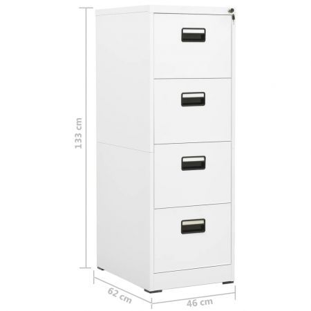 Filing Cabinet White 46x62x133 cm Steel