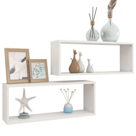 Wall Cube Shelves 2 pcs White 60x15x23 cm Engineered Wood