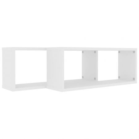 Wall Cube Shelves 2 pcs White 60x15x23 cm Engineered Wood