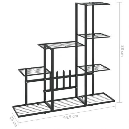 Flower Stand 94.5x25x88 cm Black Metal