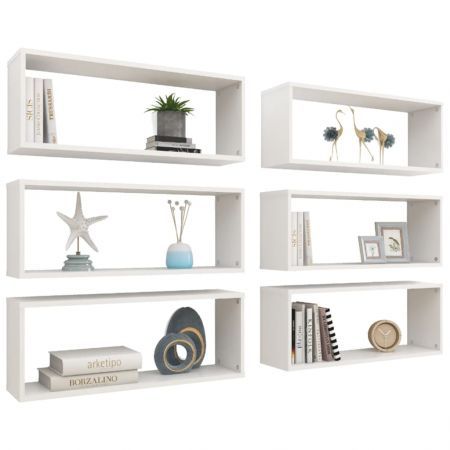 Wall Cube Shelves 6 pcs White 60x15x23 cm Engineered Wood