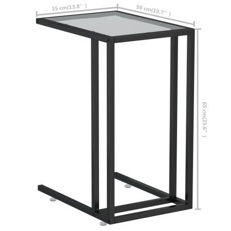 Computer Side Table Black 50x35x65 cm Tempered Glass