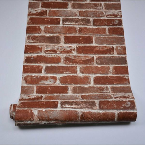 3D Modern Brick Pattern Non-woven Wall Sticker Vintage Style Living Room BedroomRed