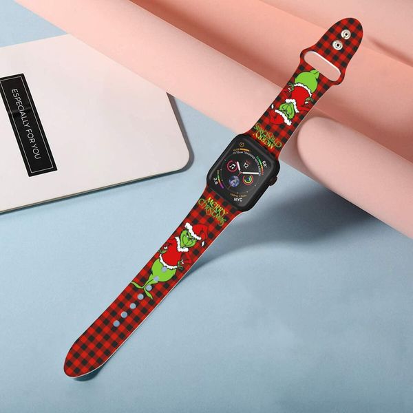 Christmas Holiday Watch Band Compatible with Apple Watch 42mm 44mm 45mm Silicone Wristbands Replacement Strap for Women Men