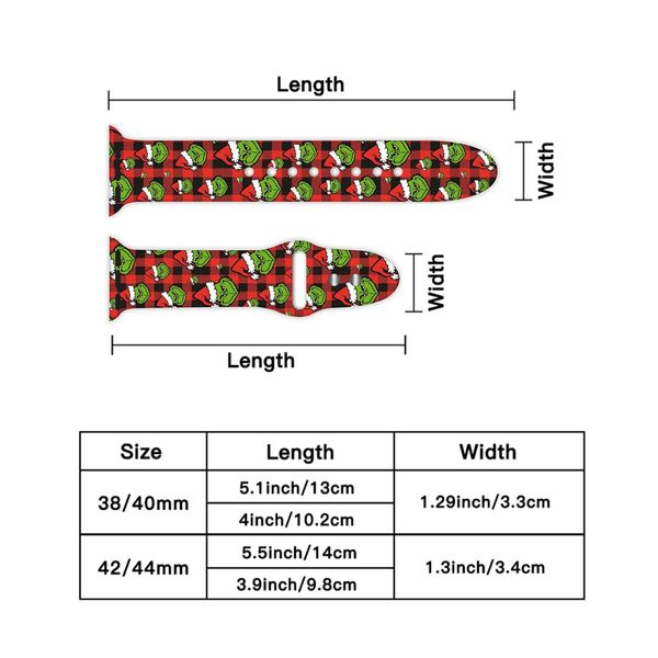 Christmas Holiday Watch Band Compatible with Apple Watch 42mm 44mm 45mm Silicone Wristbands Replacement Strap for Women Men