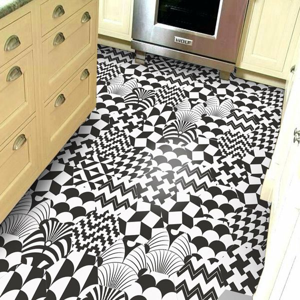 Hexagonal Floor Stickers Special-Shaped Tile Stickers Self-Adhesive Bathroom Toilet Waterproof And Wear-Resistant Wall Stickers Floor Stickers#4