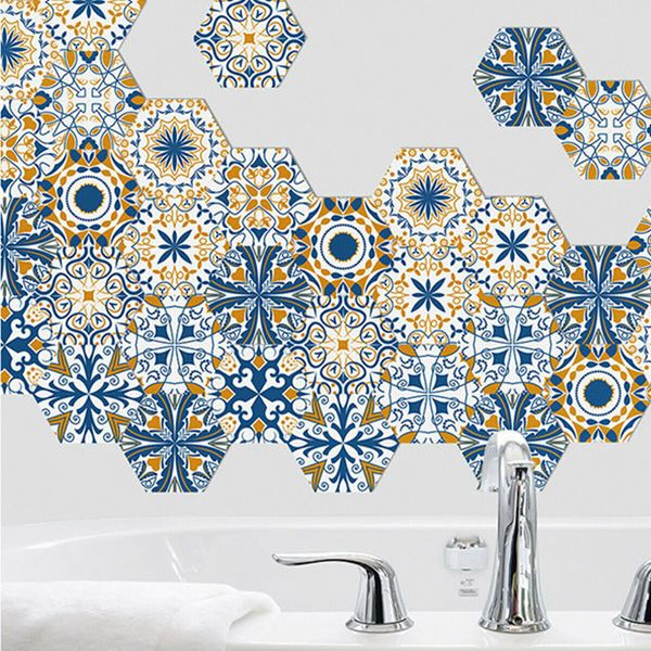 Hexagonal Floor Stickers Special-Shaped Tile Stickers Self-Adhesive Bathroom Toilet Waterproof And Wear-Resistant Wall Stickers Floor Stickers#3