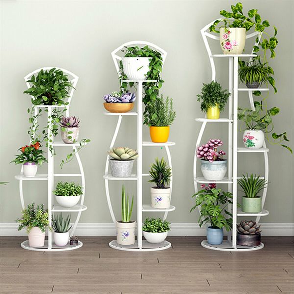 4/5 Tiers Iron Craft Plant Flower Stand Candle Holder Flower Pot Shelf Rack Garden Decor4 LayersWhite