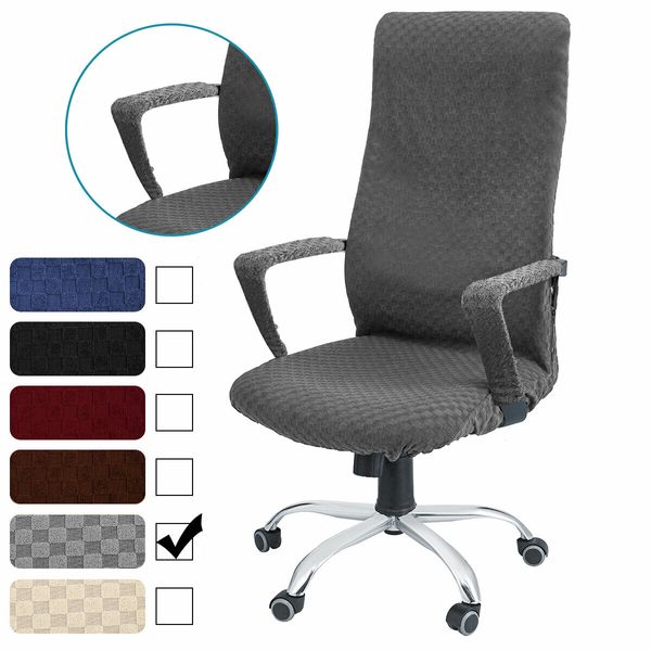 CAVEEN Elastic Office Chair Cover Universal Fabric Computer Rotating Chair Zipper Protector Stretch Armchair Seat Slipcover Decoration Black