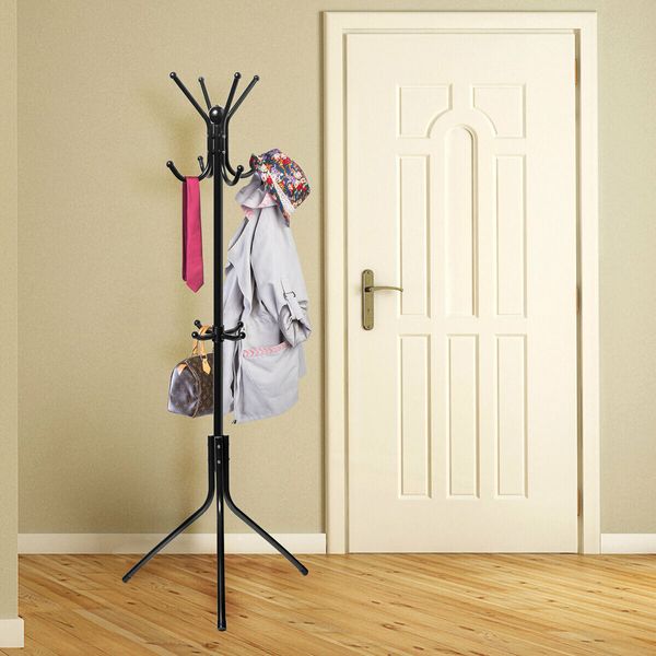 KING DO WAY Coat Rack Hat Rack Metal Purse Display Stand Hall Tree 12 HooksPink