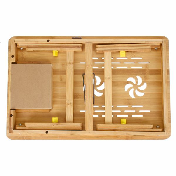 Bamboo Laptop Notebook Bed Desk Table Holder Sofa Tray Cooling Stand With DrawerM