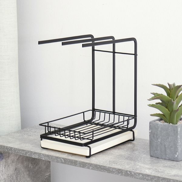 3-IN-1 Kitchen Storage Rack Sponge Rag Holder Drain Tray Stainless Steel Organizer HoldA