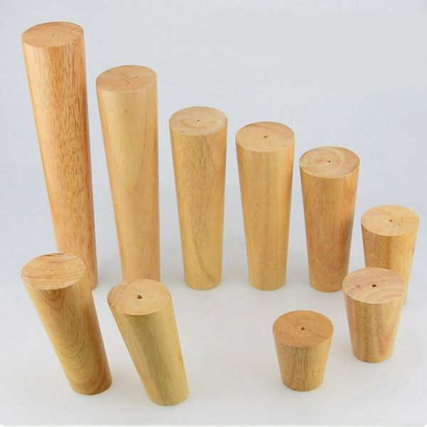 4PCS Cone Wooden Furniture Legs 6-70cm With Iron Plate for Sofa Cabinets Table30cm