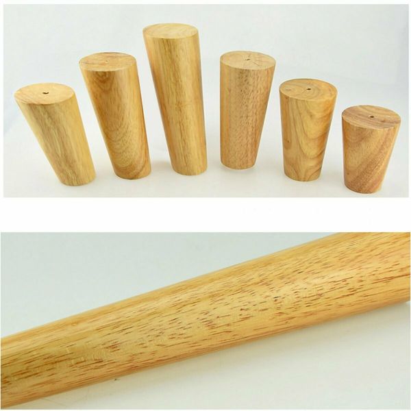 4PCS Cone Wooden Furniture Legs 6-70cm With Iron Plate for Sofa Cabinets Table30cm