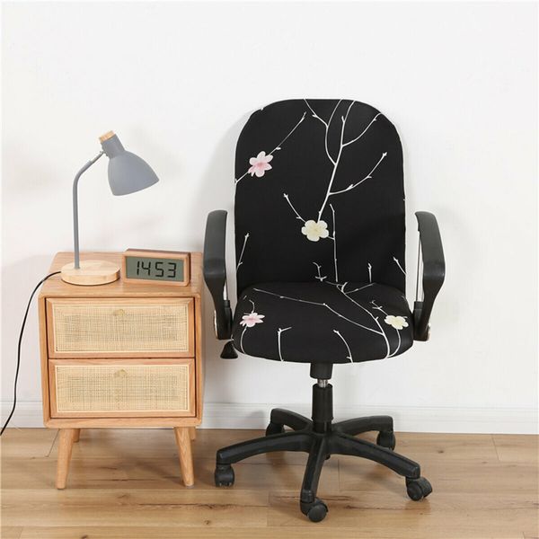 Office Chair Cover Elastic Dining Chair Protector Stretch Computer Rotating Armchair Seat Slipcover Home Office Furniture DecorationsGrey