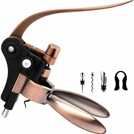 Vino Bottle Opener Rabbit Corkscrew Set 2020 Upgraded Demenades Opener Kit With Foil Cutter Stopper And Extra Spiral Professional Grade Copper