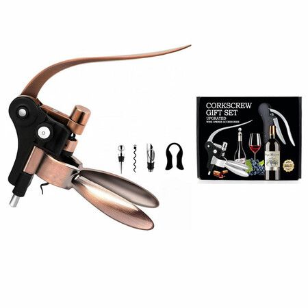 Vino Bottle Opener Rabbit Corkscrew Set 2020 Upgraded Demenades Opener Kit With Foil Cutter Stopper And Extra Spiral Professional Grade Copper