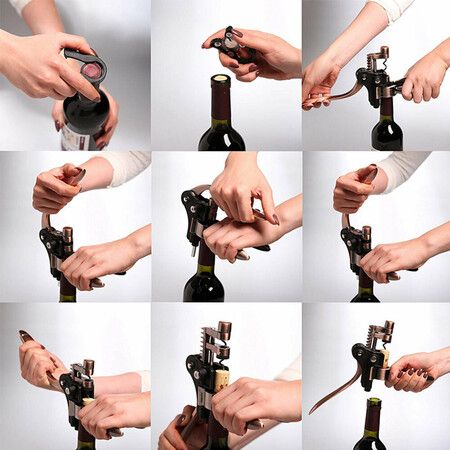 Vino Bottle Opener Rabbit Corkscrew Set 2020 Upgraded Demenades Opener Kit With Foil Cutter Stopper And Extra Spiral Professional Grade Copper