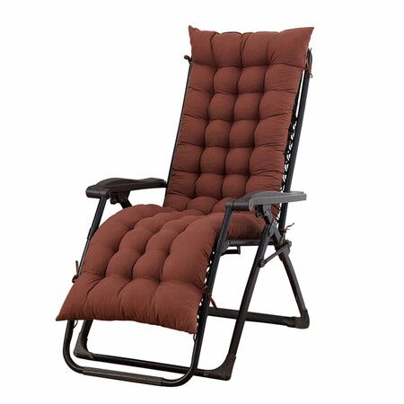 170CM Sun Lounger Chair Cushions Lounge Chaise Recliner Chair Cushion with Non-Slip Back Elastic Sleeve Seat Coffee