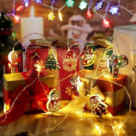 Christmas Led Light Snowman Santa Claus String Light, Candy Cane,Santa Claus,Crutches Socks,Christmas Ornament Lights Battery Outdoor Indoor Christmas Tree Decorations