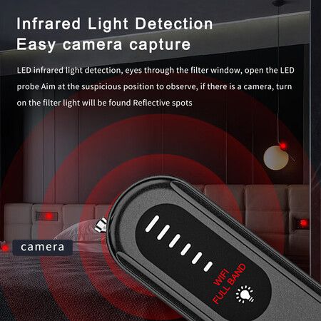 Portable  Hidden Camera Detectors Anti Spy Detector Bug Spy Camera Finder Signal Scanner GPS Car Tracker Listening Devices Detector for Office,Airbnb,Hotels,Bathroom