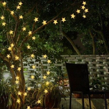 Solar String Lights Outdoor, 23ft 50 LED Solar String Lights 8 Modes Waterproof for Garden Patio Landscape Christmas Tree Decoration (Warm White)