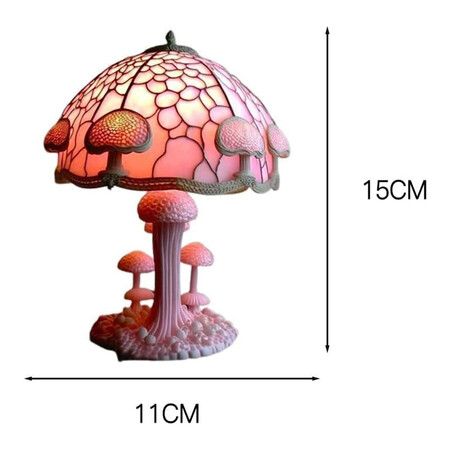 Stained Glass Mushroom Table Lamp, Plant Series Night Light, Art Decor for Bedroom, Living Room, Home Office, Unique Gift Idea