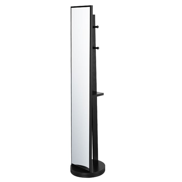 Full Length Floor Mirror Freestanding Large Dressing Storage Rotatable Household Stand Up Multifunctional Tall Black